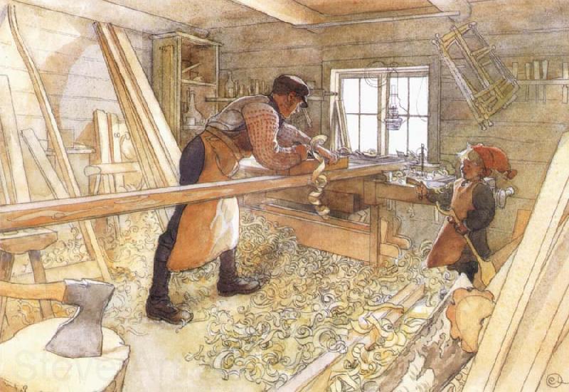 Carl Larsson In the Carpenter Shop